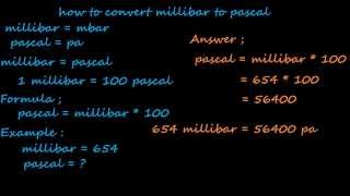 how to convert millibar to pascal  pressure converter [upl. by Dez]