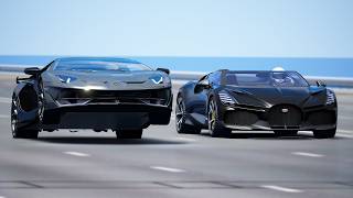 1000KMH Lamborghini Aventador SVJ vs Bugatti Mistral  DRAG amp TRACK RACE [upl. by Akcinehs]