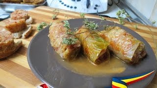 Rollitos de Repollo con Carne y Arroz Sarmale  Receta Rumana  Video 89 [upl. by Neimad725]