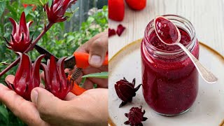 how to make roselle jam  gongura amp ambari jam  red roselle flower jelly [upl. by Aney]