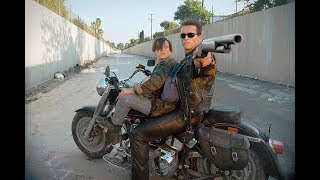 The Terminator 2 All Bike Scenes  HarleyDavidson  FAT BOY  Schwarzenegger [upl. by Fabrienne645]