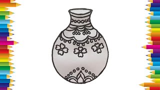 How to Draw Pitcher How to Draw Water pot Matka drawing Ghada drawing Decorative Kolosh [upl. by Ynnel]