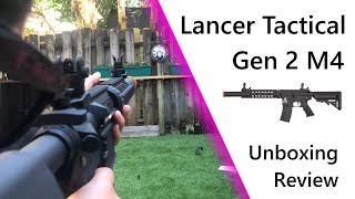 Lancer Tactical M4 Gen 2 SD AEG  Unboxing And Review [upl. by Aniuqahs154]