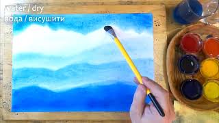 051 Blue Mountains in Winter  Сині гори взимку Wetonwet watercolor Waldorf Art [upl. by Elisabeth]