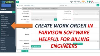 How Can Create work order in Farvision Help full for Billing Engineer Civil Engineering [upl. by Minna]