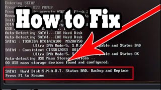 Sata1 Hard Disk SMART Status Bad Backup and Replace press F1 to Resume  Tips and Solution [upl. by Goldin]