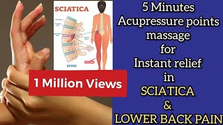 5 Minutes Acupressure point massage to relieve Sciatica and Lower Back Pain  How to cure Sciatica [upl. by Warchaw]