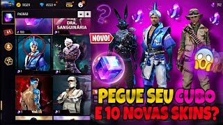 AMANHÃ PEGUE SEU CUBO GRÁTIS 10 NOVAS SKINS AVENTUREIRO COELHÃO 20 ITENS  NOVIDADES FREE FIRE [upl. by Berky]