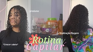 Minha rotina Capilar para CRESCIMENTO de cabelo🎀👳🏽‍♀️   finalização fitagem sem divisão e produtos [upl. by Weiner]