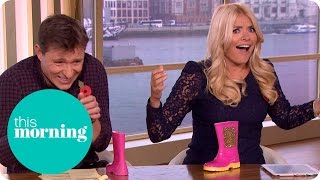 Holly Willoughby Breaks The Set When Wanging Wellies  This Morning [upl. by Eilama]