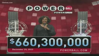 Powerball Winning Numbers December 25 2023  6603 million [upl. by Libyc]