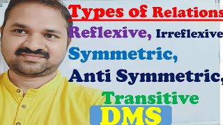 Types of Relations  Reflexive  Irreflexive  Symmetric  Anti Symmetric  Transitive DMS [upl. by Ursulette]