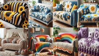 latest crochet sofa cover design 2024  beautiful crochet sofa cover design🥰🥰 [upl. by Ellimahs264]