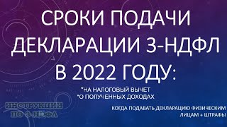 Сроки подачи декларации 3НДФЛ 2022 когда подавать 3НДФЛ на налоговый вычет и декларацию о доходах [upl. by Lilllie]