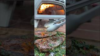 NY Strp Steaks in an Ooni Pizza Oven epic recipe asmr cooking [upl. by Yenruoj]