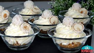 POSTRE RAFFAELLO PARA NAVIDAD Delicioso fácil rápido y sin horno una mousse suave y esponjosa [upl. by Leandra]