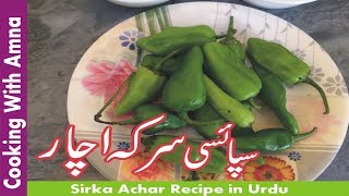 sirka achar recipe  pakistani achar recipe  green chilli achar  sirka achar by cooking with amna [upl. by Arocahs]