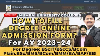 Mumbai University Degree College admission Started AY 202324Complete Process Explained Dinesh Sir [upl. by Assirual]