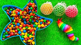 Satisfying Video  Mixing Rainbow Skittles Candy in Big Magic Star ASMR [upl. by Enyahs]