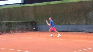 Dominic Thiem practicing his backhand and forehand HD  Barcelona Open Banc Sabadell 2014 [upl. by Trinidad162]