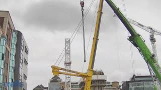 College Square Dublin Mega Crane Installation [upl. by Sobmalarah549]