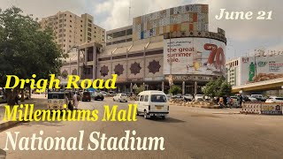 Exploring Beautiful Karachi  Drigh Road Millennium Mall To National Stadium  Karachi Streets View [upl. by Isidro]