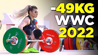 49kg World Weightlifting Championships 22  Mirabai vs China vs USA vs Nina [upl. by Valencia]