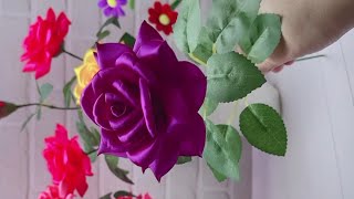 Amazing Ribbon Flower Work  Ribbon Flowers How to Make  Easy Flower Making [upl. by Adalie623]