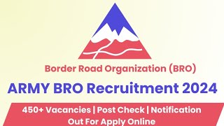 Army BRO Recruitment 2024 Notification  Army BRO New Vacancy 2024  Bharti November Jobs 10th Pass [upl. by Mlohsihc]