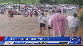 Flooding at Dollywood which reopens at noon Monday [upl. by Laura]