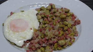 Habas Baby con Jamón y Huevo 🥚🥓🥚🥓 [upl. by Richer]