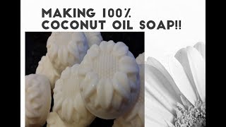 Making 100 Coconut Oil Soap [upl. by Hezekiah]