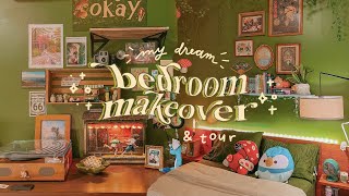 EXTREME BEDROOM MAKEOVER amp TOUR 🌿🧚✨ decorating my dream space [upl. by Worl362]