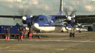 Antwerp airport Fokker50 VLM startup 2 [upl. by Matthias]