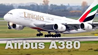 Airplane Takeoff Emirates Airbus A380 at Düsseldorf Airport  Aviation amp Plane Spotting [upl. by Aimit]