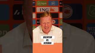 Bondscoach Ronald Koeman reageert gevat op vraag van Valentijn Driessen ek koeman [upl. by Yrtneg]