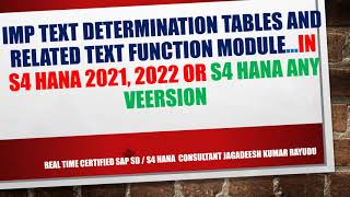 IMP text determination tables and related text function module IN S4 HANA 2021 2022 OR s4 ANY [upl. by Kcirddes]