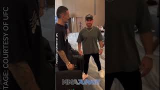 Max Holloway and Alexander Volkanovski have a respectful interaction at UFC 308 hotel 🤝 [upl. by Annailuj565]