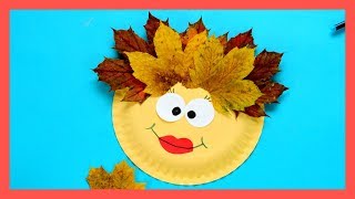 Leaf Face Paper Plate  Fall crafts for kids [upl. by Novyart]