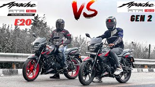 2024 APACHE RTR 160 RACE EDITION E20 VS APACHE RTR 160 race edition GEN 2 DRAG RACE TOP END🚀😱 [upl. by Idnaj]