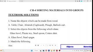 CBSE  CLASS 6  SCIENCE  SORTING MATERIALS INTO GROUPS  TEXTBOOK SOLUTIONS [upl. by Adyahs745]