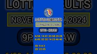 PCSO Lotto Result Today 9PM Live  November 17 2024 Sunday [upl. by Lainey618]