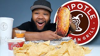 Huge Grilled Cheese Burrito From Chipotle Mukbang  Flavasbydamedash [upl. by Jehius46]