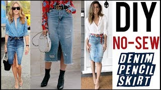 DIY How To Make a Denim Pencil Skirt  NOSEW  by Orly Shani [upl. by Geralda953]