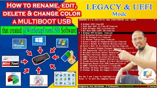 How to Rename Edit Change Color amp Add Program of MULTIBOOT USB created WinsetupFromUSB  English [upl. by Lainahtan201]