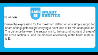 Expression for the maximum deflection of a simply supported beam [upl. by Enimrej719]