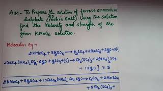 Calculation for Mohrs salt and KMnO4 titration [upl. by Pleione]