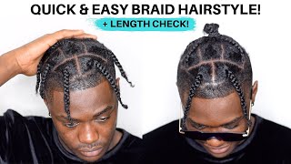 Mens Braid Hairstyle for Black Hair  Quick amp Easy for LAZY days [upl. by Kaden]