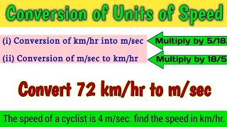 Conversion of Units of SpeedConversion of kmhr into msec Conversion of msec to kmhr [upl. by Nhojleahcim]