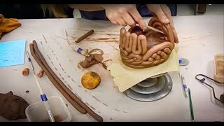 Thematic Coil Pot or Piece Decorative Coil Construction Techniques Demo for Ceramics I [upl. by Eizle]